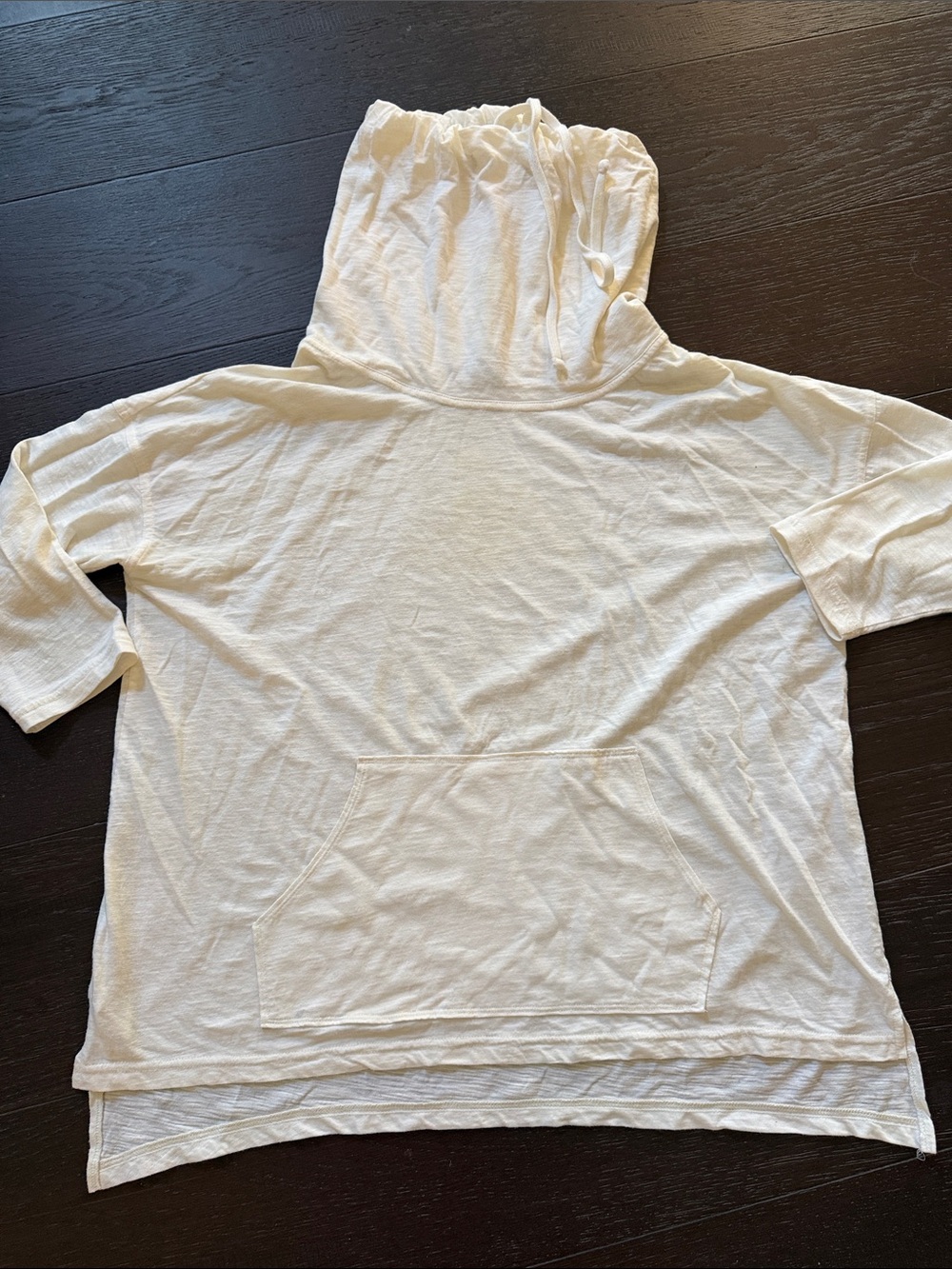 Forever 21 Cream Hooded Short-Sleeve Pullover